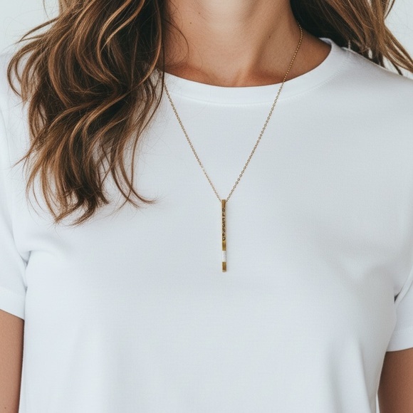 Gold blessed bar necklace - Picture 2 of 2